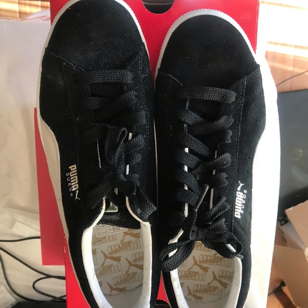 Puma NEW vintage Mens Black/Gold/White Sneakers Casual Shoes mens 8.5